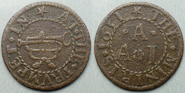 The Minories, A A (I) AT THE TRUMPET 1651 farthing